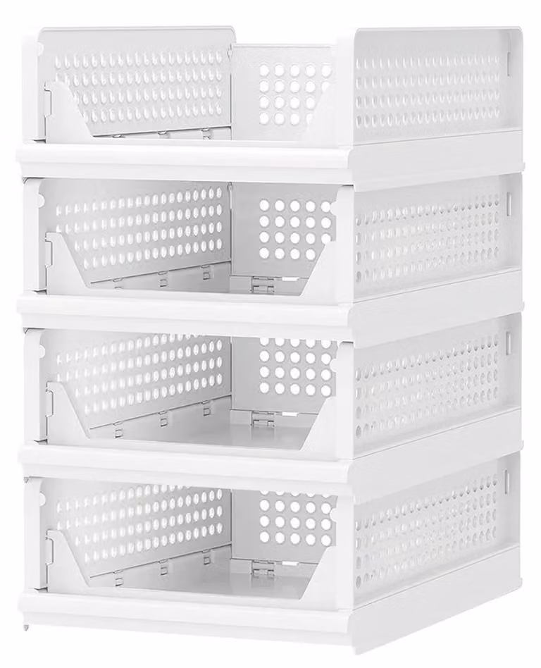 Contenitore di stoccaggio, design pieghevole, materiale ecologico, colore bianco