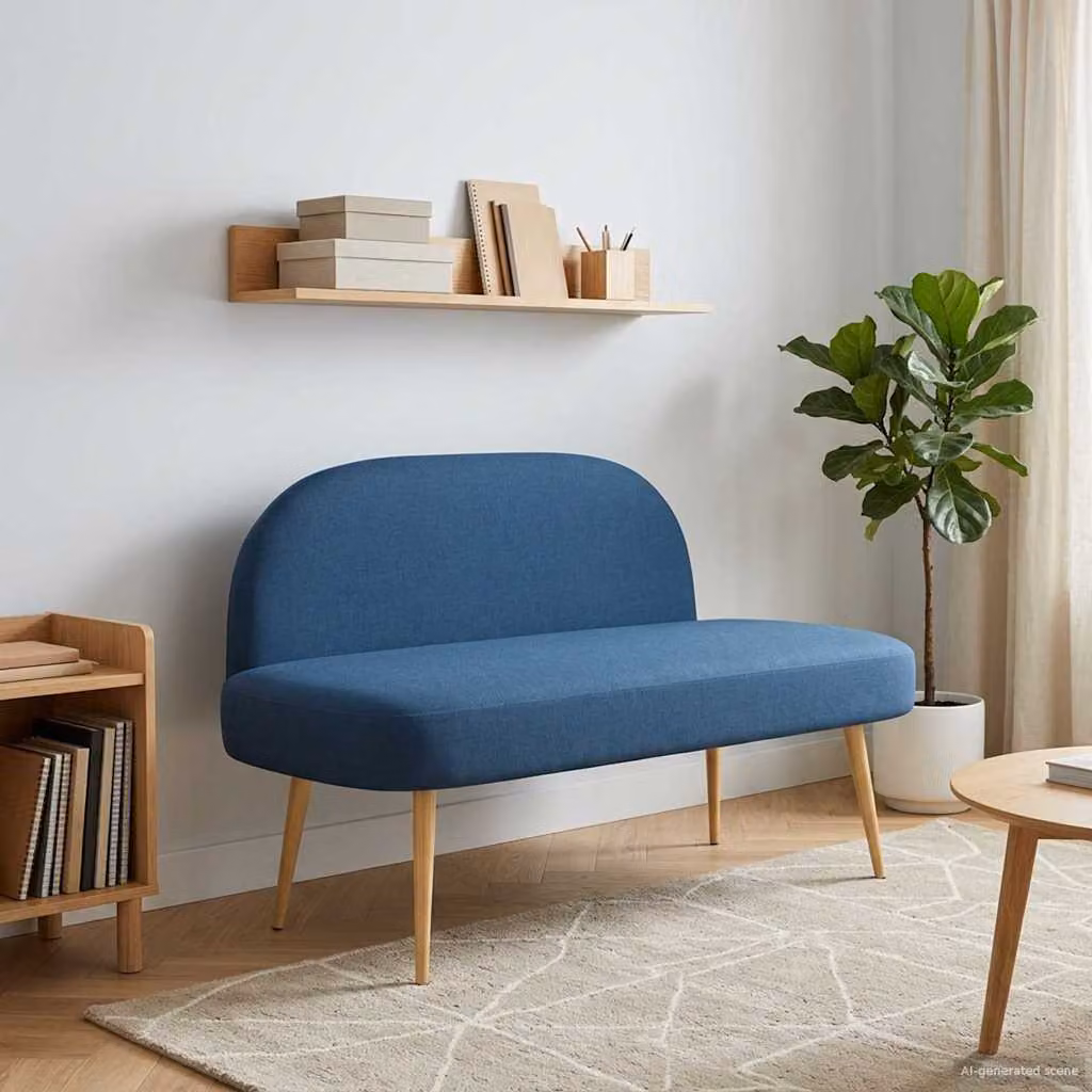 Panchina imbottita con schienale blu vidaXL L: 110 cm, P: 60 cm, H: 76 cm
