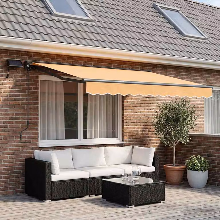 vidaXL Tendalino Manuale con LED in Alluminio e Poliestere, Colore Sabbia/Antracite, L: 300 cm x P: 250 cm