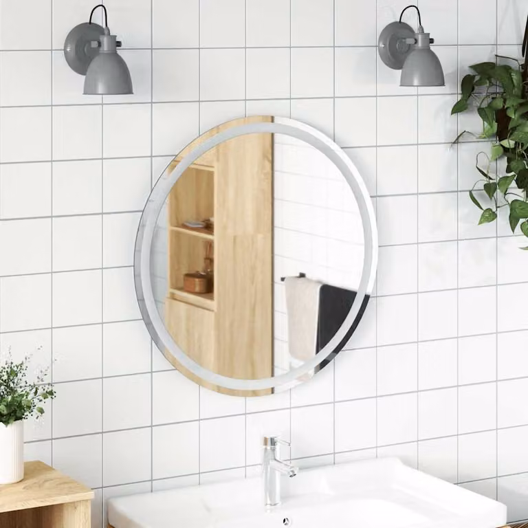 Specchio da Bagno Rotondo con LED vidaXL, Argento, Diametro: 70 cm