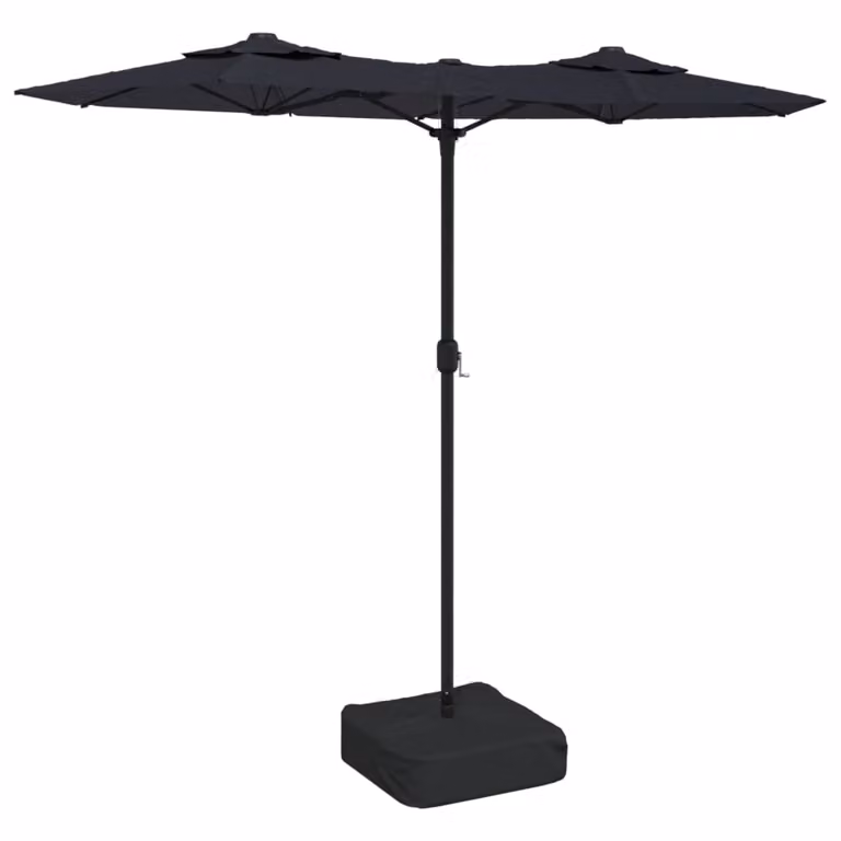 Ombrellone a Doppia Testa con LED Nero 316x145 cm
