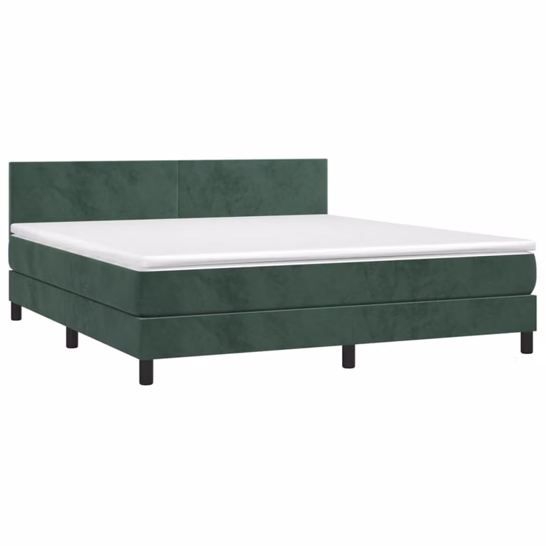 Giroletto a Molle con Materasso Verde Scuro 160x200 cm Velluto