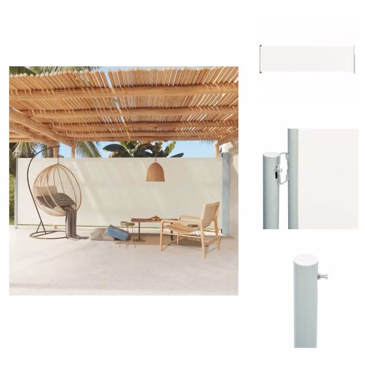 vidaXL Tenda laterale estensibile 180x600 cm Crema - Ombrelloni e tende da sole