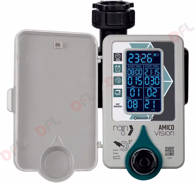 Centralina per irrigazione smart Amico Vision RAIN con attacco da 1 pollice, bianca