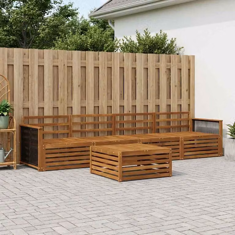 Set di divani da esterno vidaXL 5 pz in legno di acacia massello colore marrone naturale