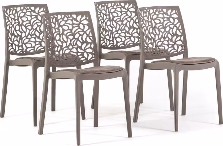 Set di 4 sedie in polipropilene con rinforzo in fibra di vetro e seduta imbottita in velluto - sedie robuste, eleganti e confortevoli, impilabili e resistenti, ideali per cucine,da pranzo, bar e ristoranti - design moderno - ANNA SOFT - Grigio tortora/Gri