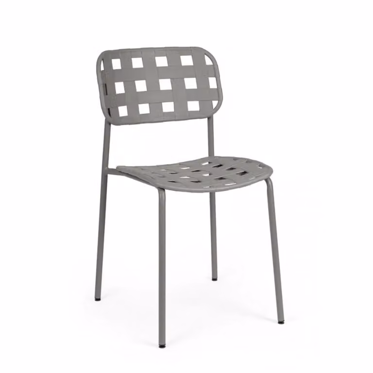 Set di 4 sedie CLOVER in polipropilene grigio e struttura acciaio, impilabile