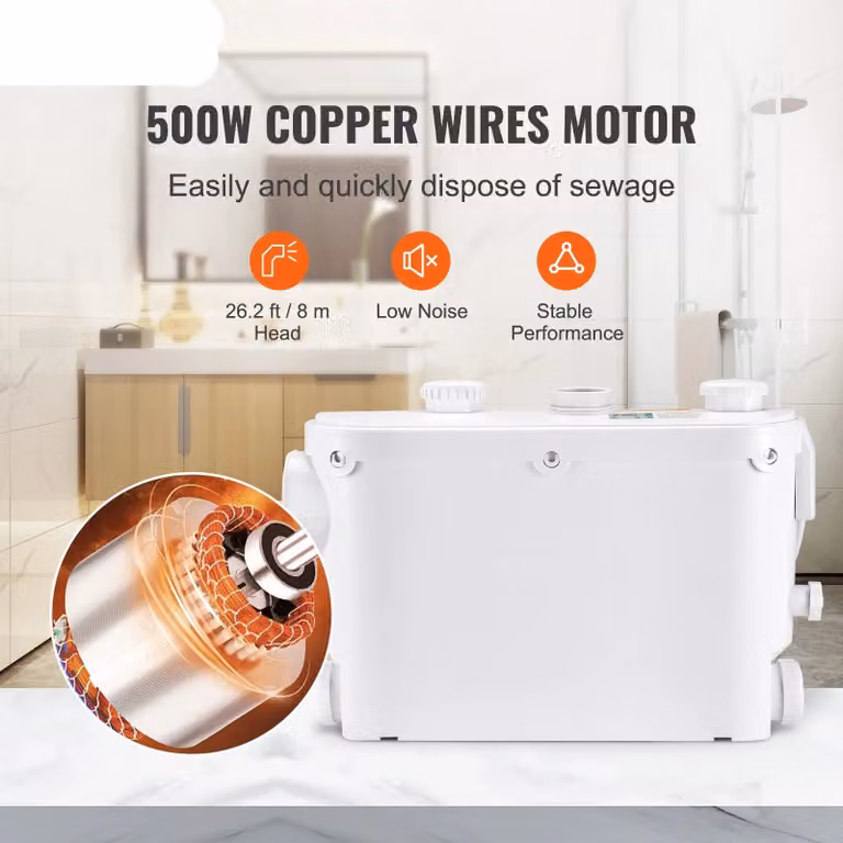 Tritarifiuti - Pompa per acqua - Pompa per acque reflue - 500W - Capacità: 6600 litri/ora - Altezza di sollevamento: 8 metri