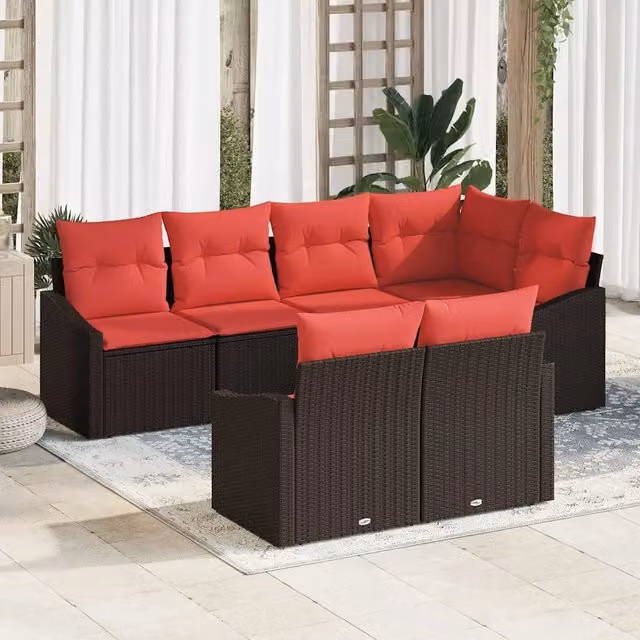 Set di divani 7 pz Marrone polyrattan 3346764