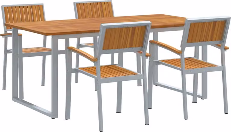 Set da Pranzo per Giardino 5 pcs Grigio