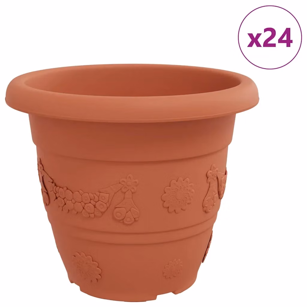 Set di 24 vasi rotondi da tavolo vidaXL in plastica, colore rosso, Ø 39 cm x H 32 cm – 2