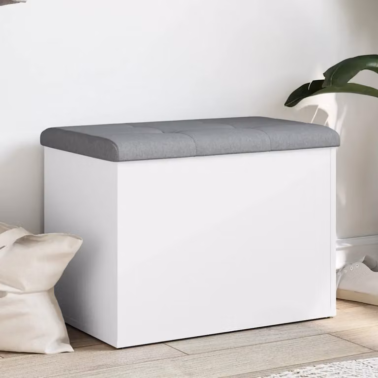 Panca contenitore vidaXL moderna in legno MDF grigia e bianca L 62 cm, P 42 cm, H 45 cm
