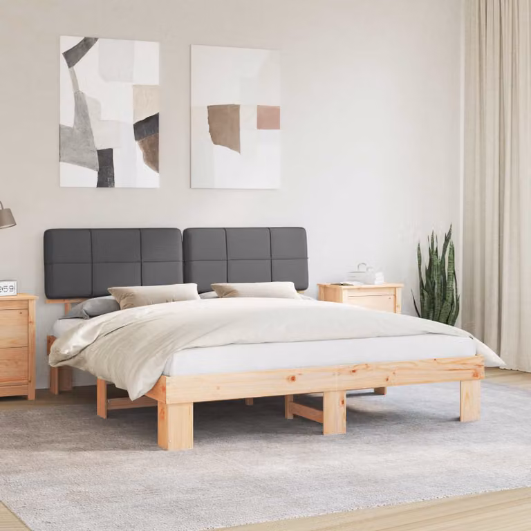 vidaXL Letto con Testiera Rivestita Grigio scuro 200 x 200 cm