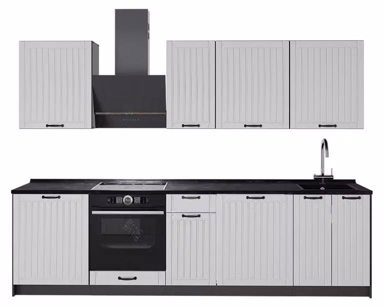 Cucina componibile Vicco Fame-Line Bianco rustico/Antracite 280 cm, PL Antracite, Model 64181
