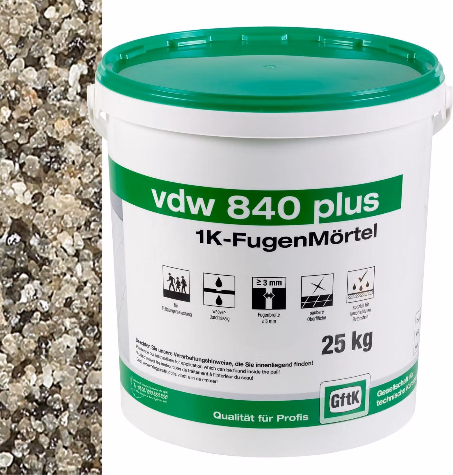 vdw 840 plus 1K-Fugenmörtel 25kg Steingrau