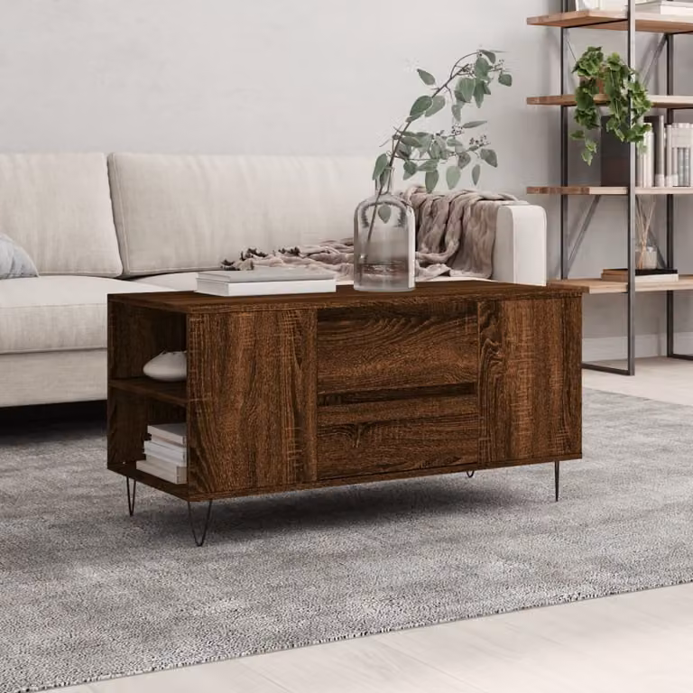 Maison Exclusive - Tavolino marrone effetto rovere 102x44,5x50 cm Materiale ligneo