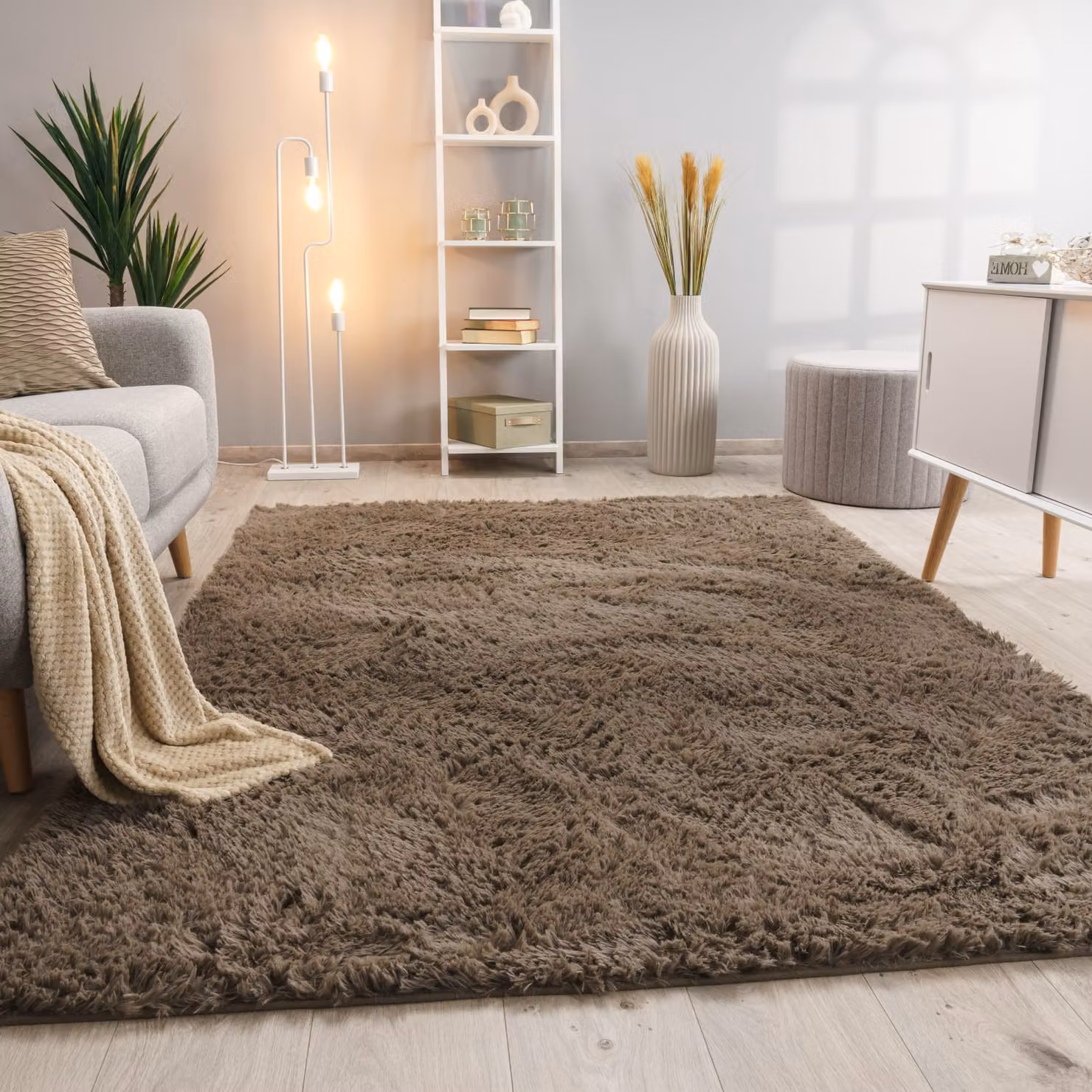 Tappeto a pelo alto Silvana color taupe e beige L: 120 cm x P: 160 cm – 2