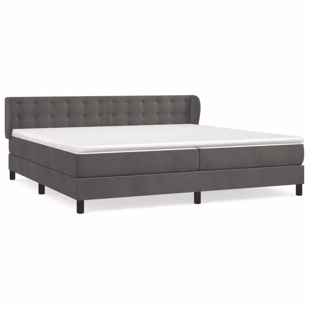 vidaXL Giroletto a Molle con Materasso Ibrido in Velluto Grigio 200x200 cm – 2