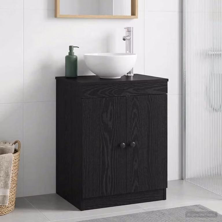 Mobile da bagno moderno vidaXL nero in legno ingegnerizzato e metallo L: 54 cm, P: 41 cm, H: 70 cm