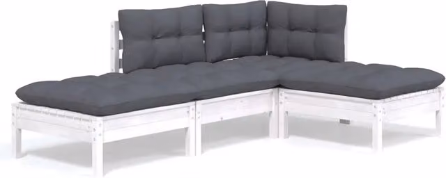 Set Salotto da Giardino 4 pz | Set di Mobili da Esterno con Cuscini Legno Massello di Pino