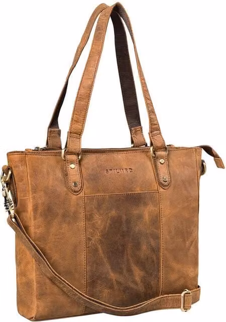 Borsa da lavoro 3 in 1 shopper in pelle vera per donna grande tasca da spalla in pelle per lavoro, shopping e tempo libero, compatibile con laptop, colore: sepia - marrone uniforme