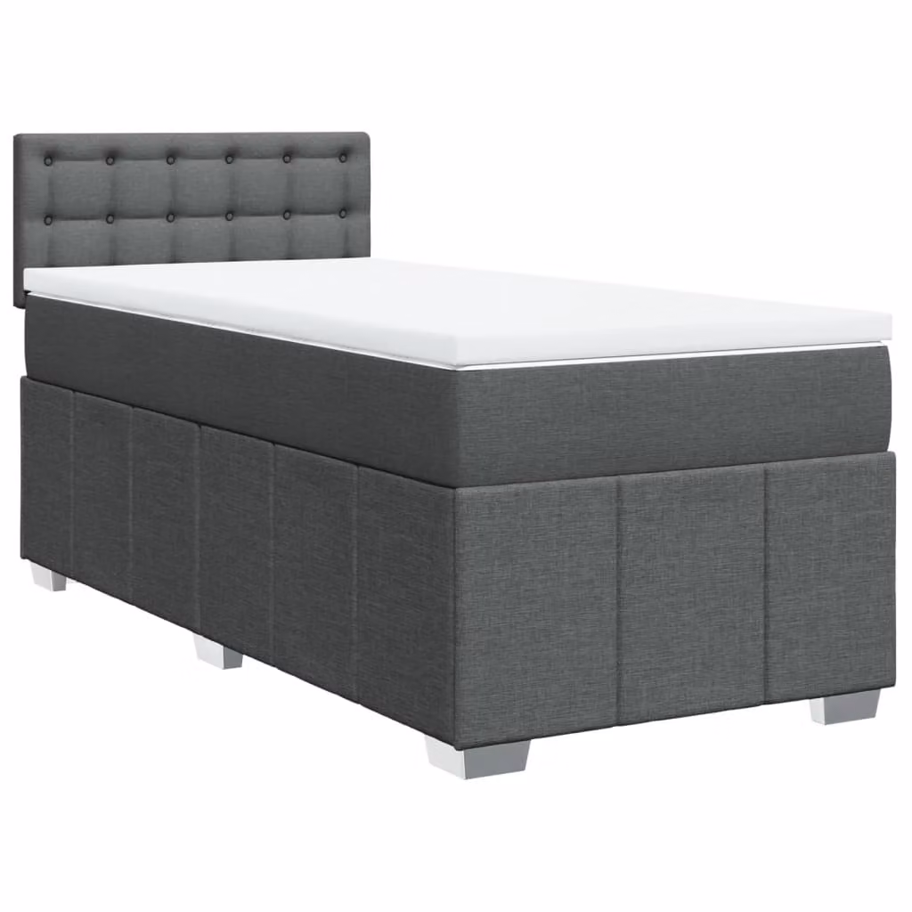 Giroletto a Molle con Materasso Grigio Scuro 80x200 cm Tessuto