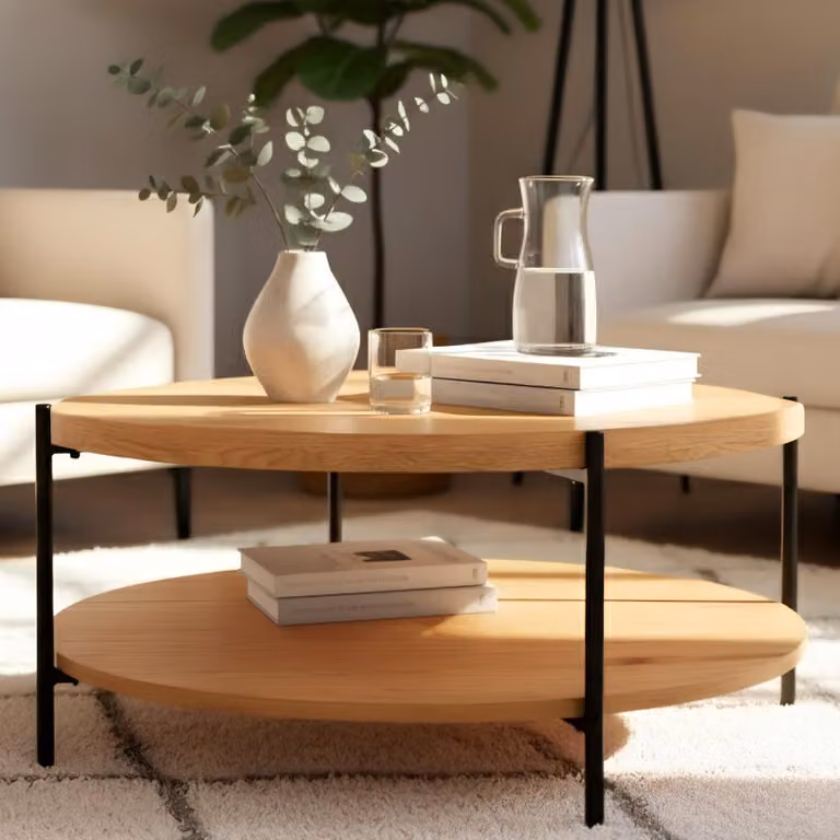 Tavolino Edduma con 2 ripiani | Colore: Naturale | Dimensioni: 80x80x40 cm