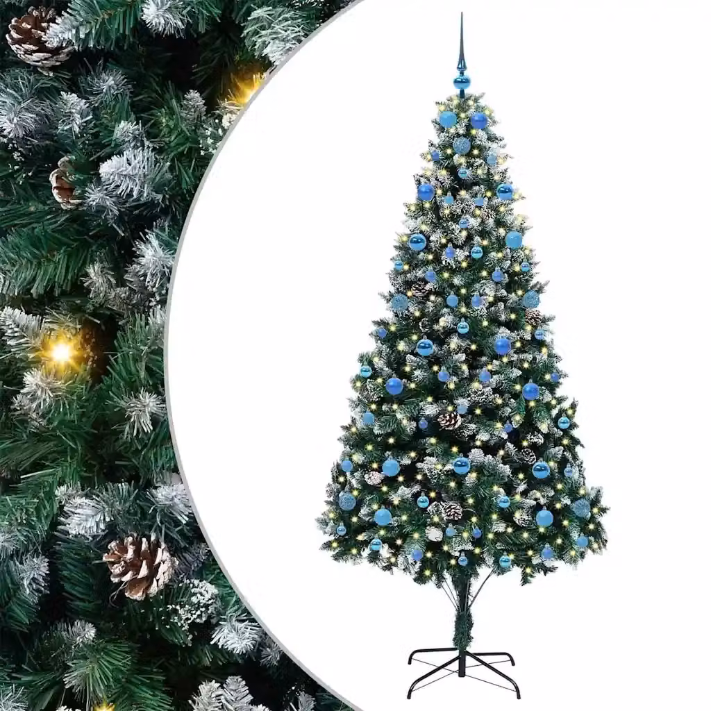 Albero di Natale artificiale verde vidaXL con 300 LED luce bianca calda, Altezza: 210 cm – 2