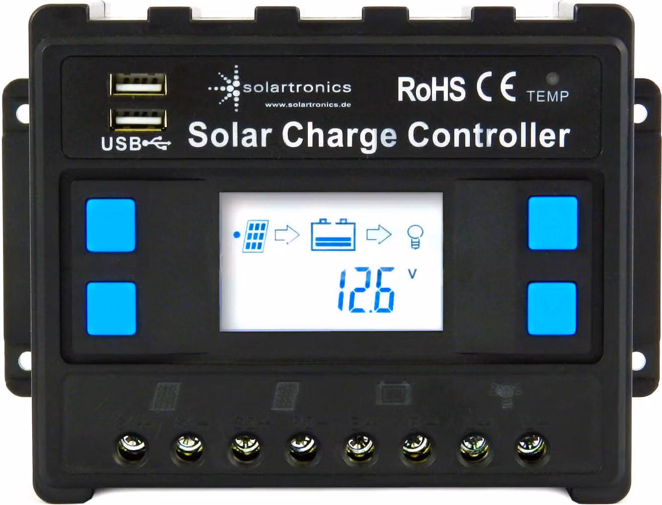 Regolatore di carica 40 A / 12 V/24 V blu