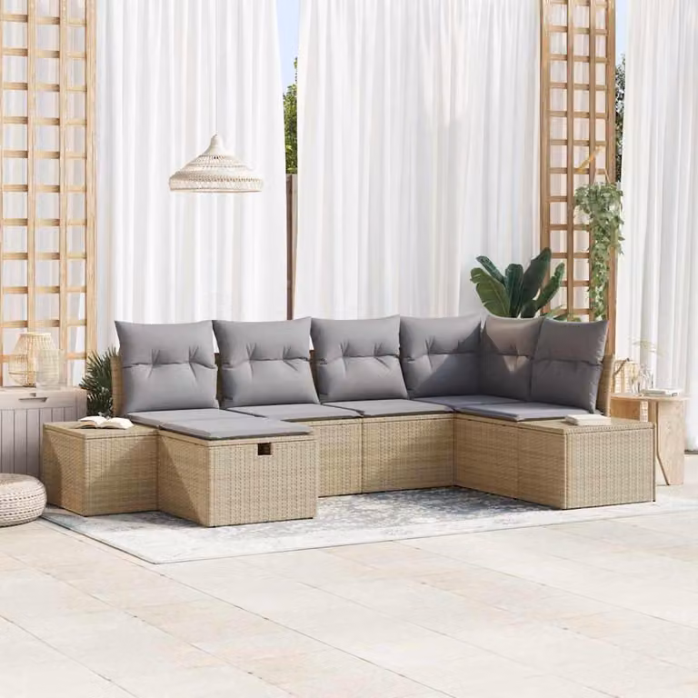 Maison Exclusive - Set di divani da esterno, 6 pezzi, in rattan sintetico
