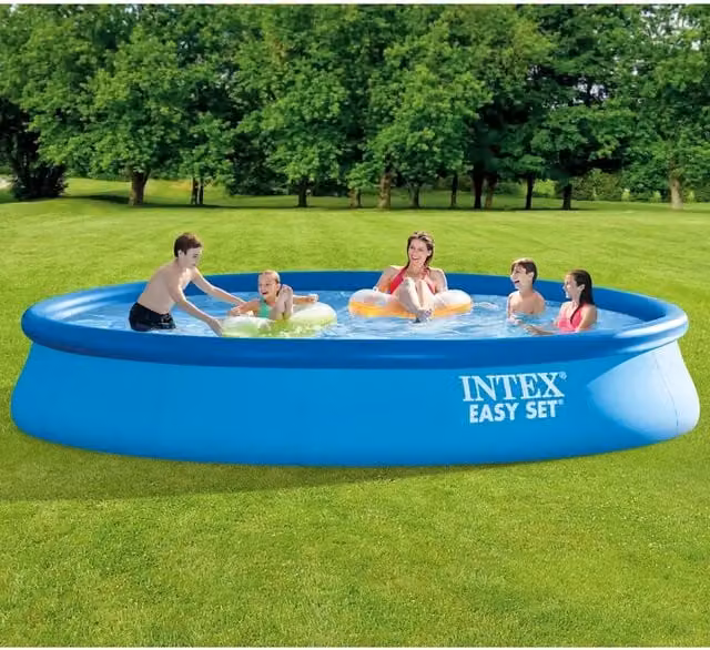 Piscina gonfiabile rotonda Intex Easy Set blu con sistema di filtraggio L: 457 cm, H: 84 cm – 1