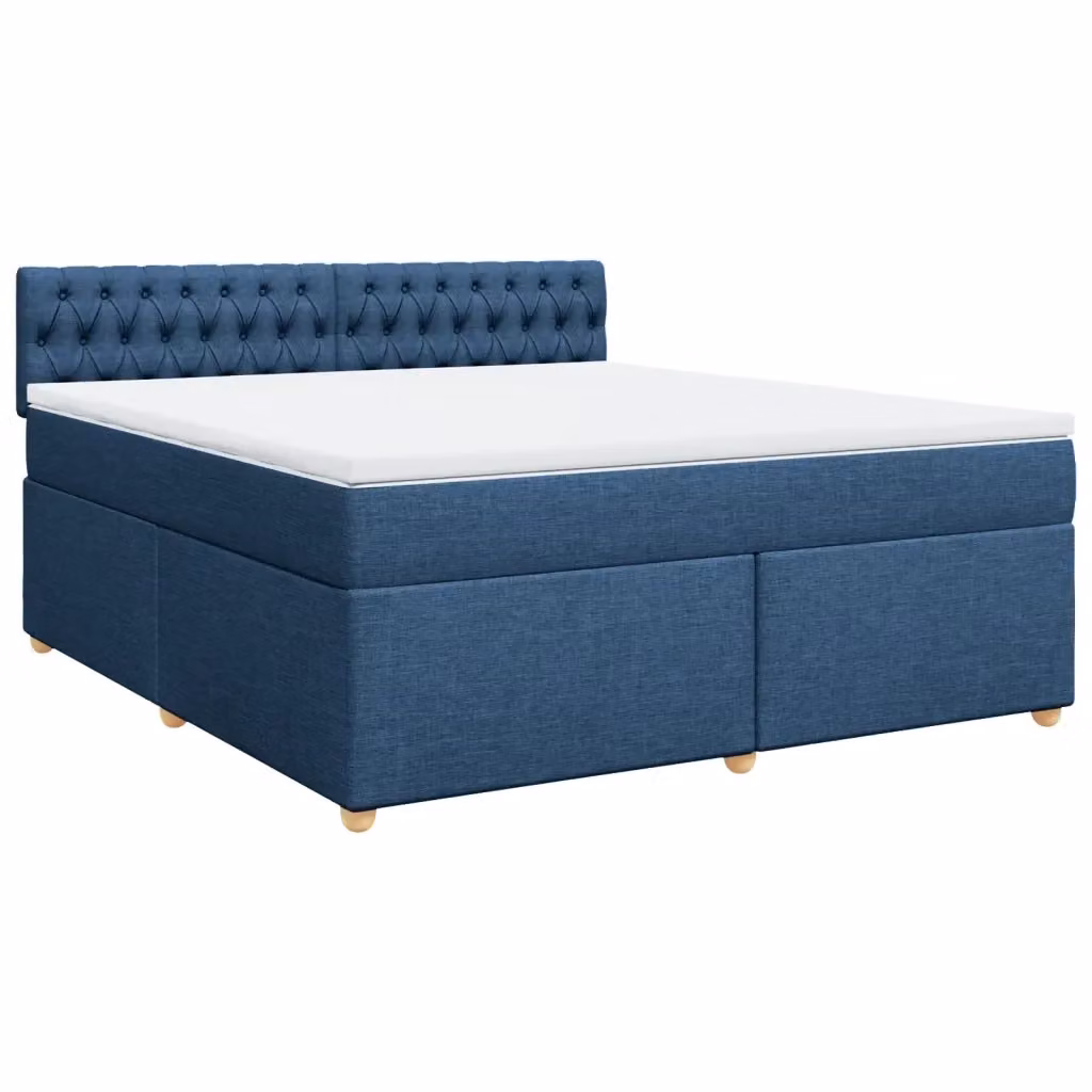 Letto Ibrido vidaXL con Giroletto a Molle e Materasso in Tessuto Blu e Bianco L/P: 180 x 200 cm – 2