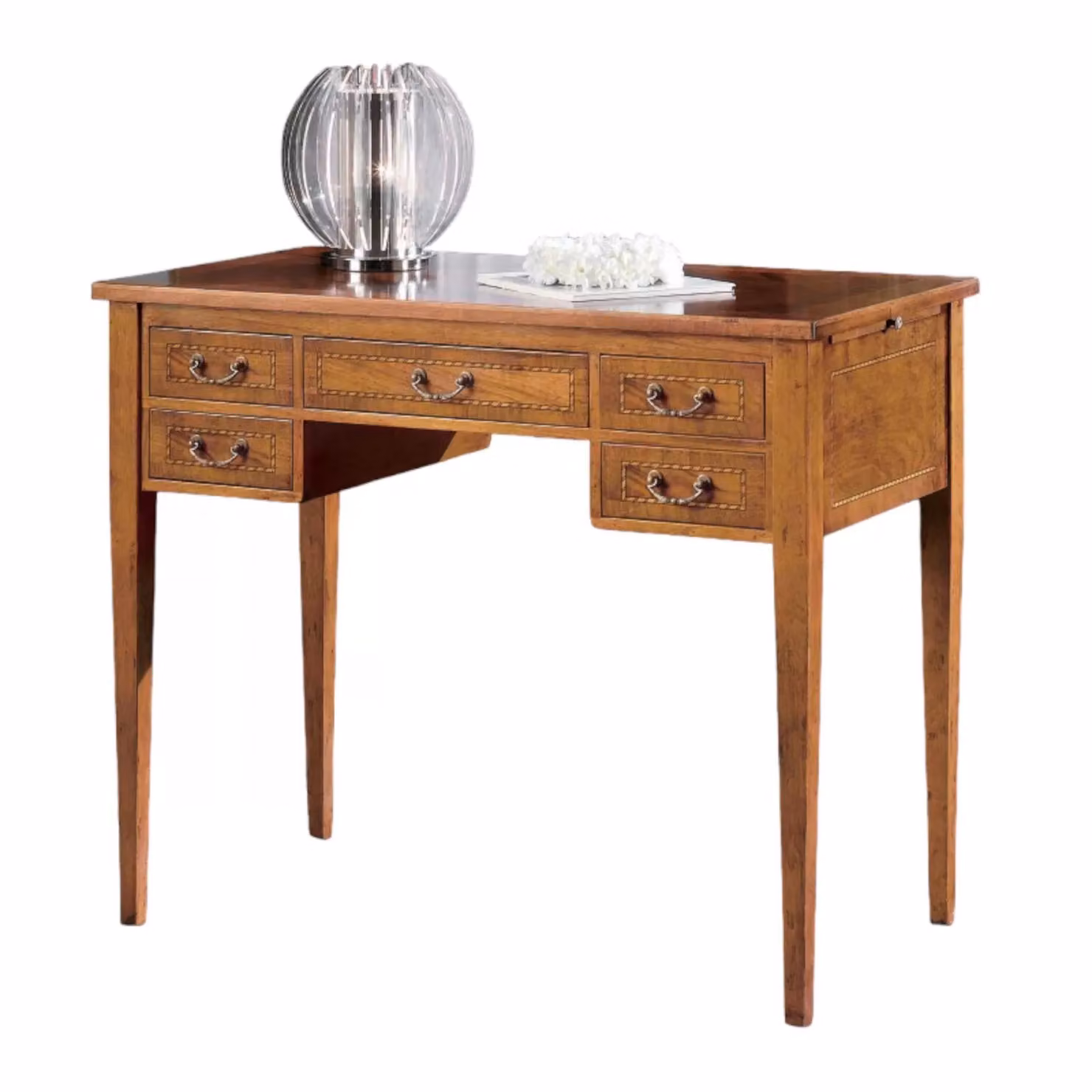 Scrivania classica in legno di faggio con 5 cassetti Mobili 2G L: 97 cm, P: 54 cm, H: 80 cm – 1