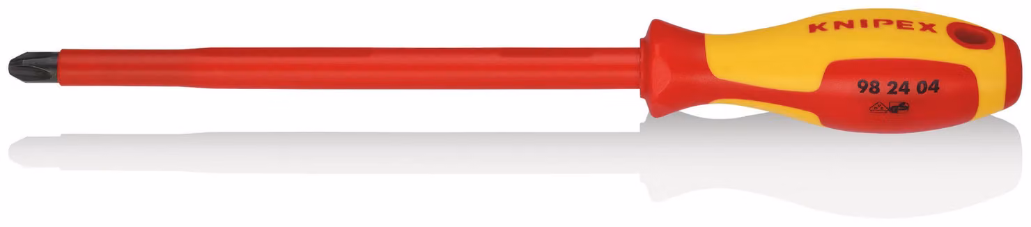 KNIPEX 98 24 04 Cacciavite per viti con testa Phillips® Impugnatura multicomponente isolante Phillips®, VDE brunito 320 mm
