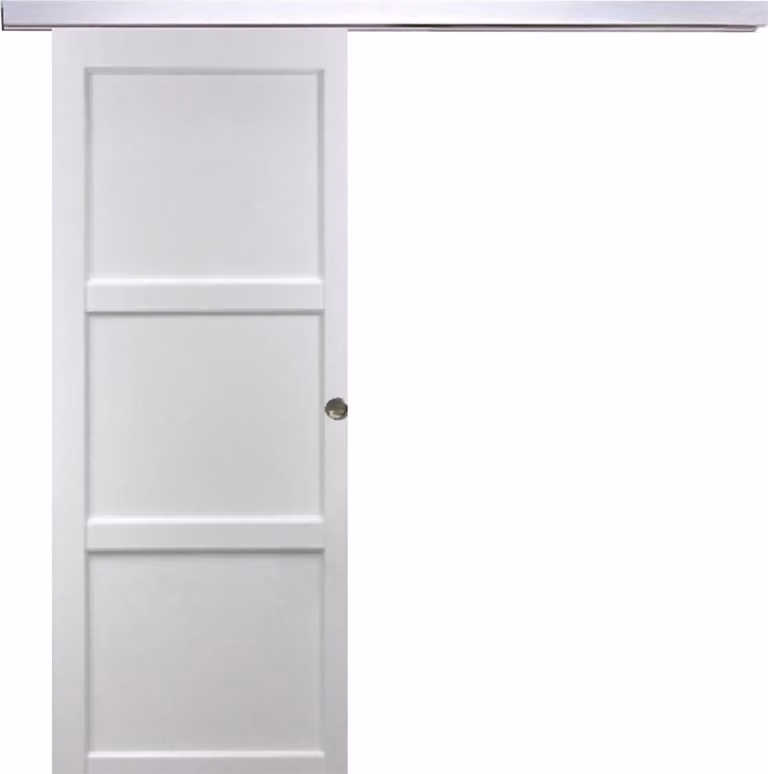 Porta scorrevole Korya bianca a 3 ante H204 x L93 cm, binario in alluminio, conchiglie GD MENUISERIES