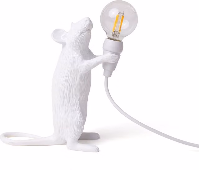 Lampada da tavolo Seletti Mouse Step in bianco e oro con lampadina inclusa