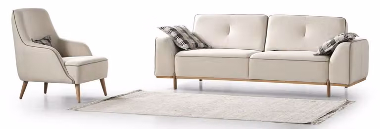 Luxus Wohnzimmer Set Sofa 3-Sitzer handlich Sessel Modernes Design Couch