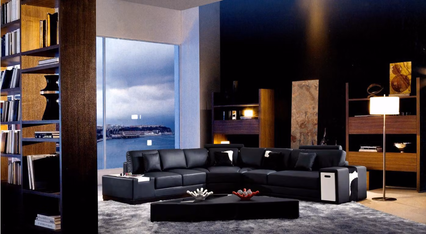 Ledersofa Couch Wohnlandschaft Ecksofa Eck Garnitur Design Modern Sofa 2516B