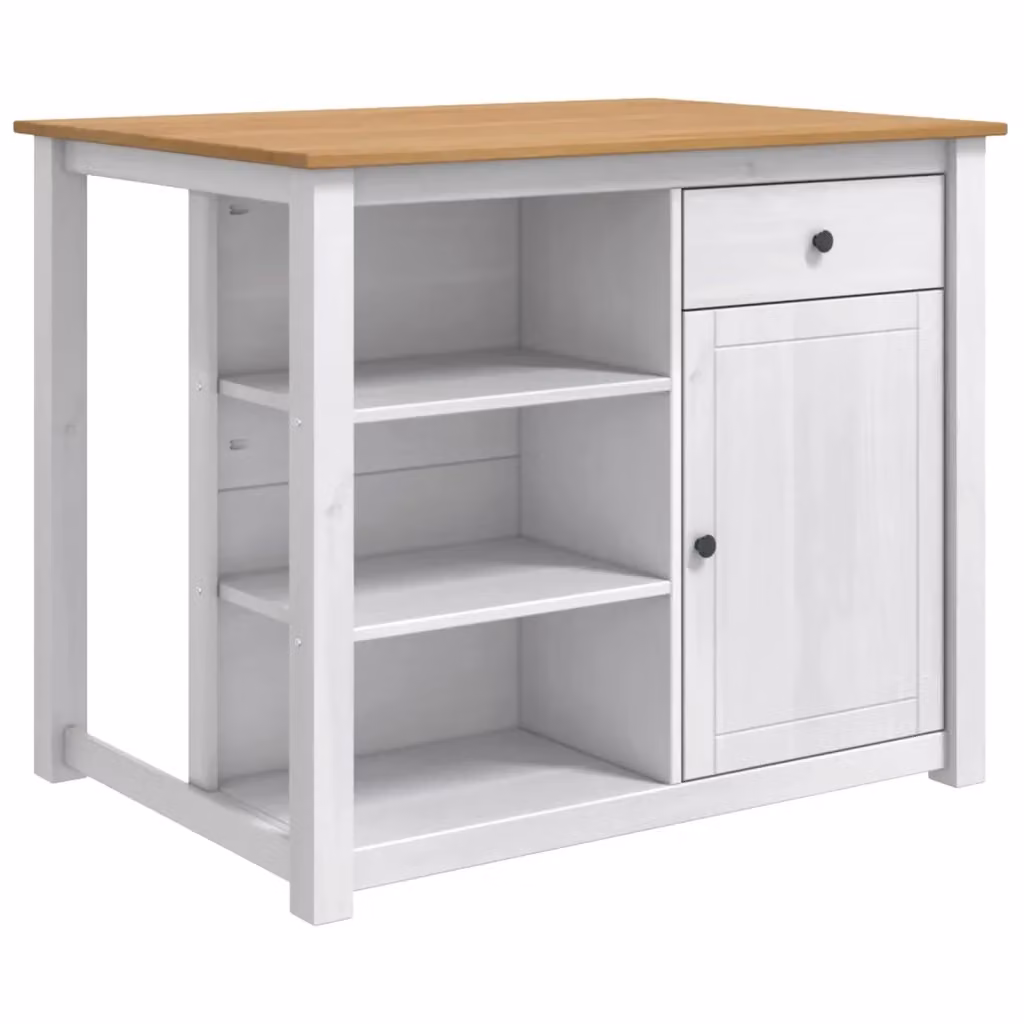 Set isola da cucina PANAMA vidaXL in legno di pino bianco e cera di miele L 112,0 cm x P 77,0 cm x H 90,0 cm – 2