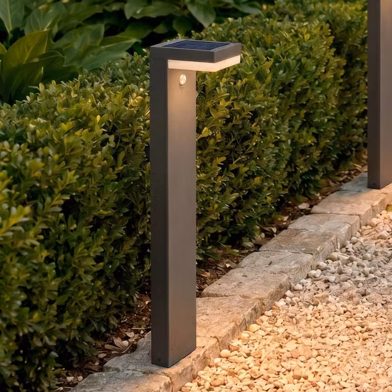 Lindby lampione a LED solare Chioma, antracite, sensore Chioma, Alluminio / Grigio / Zincato, Acciaio Inox, Moderno, Lampade solari