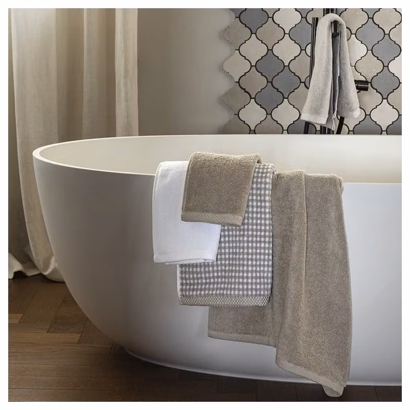 SQUARE Coppia ospite e asciugamano - Colore: SQUARE - JACQUARD CORDA/TRAVERTINO