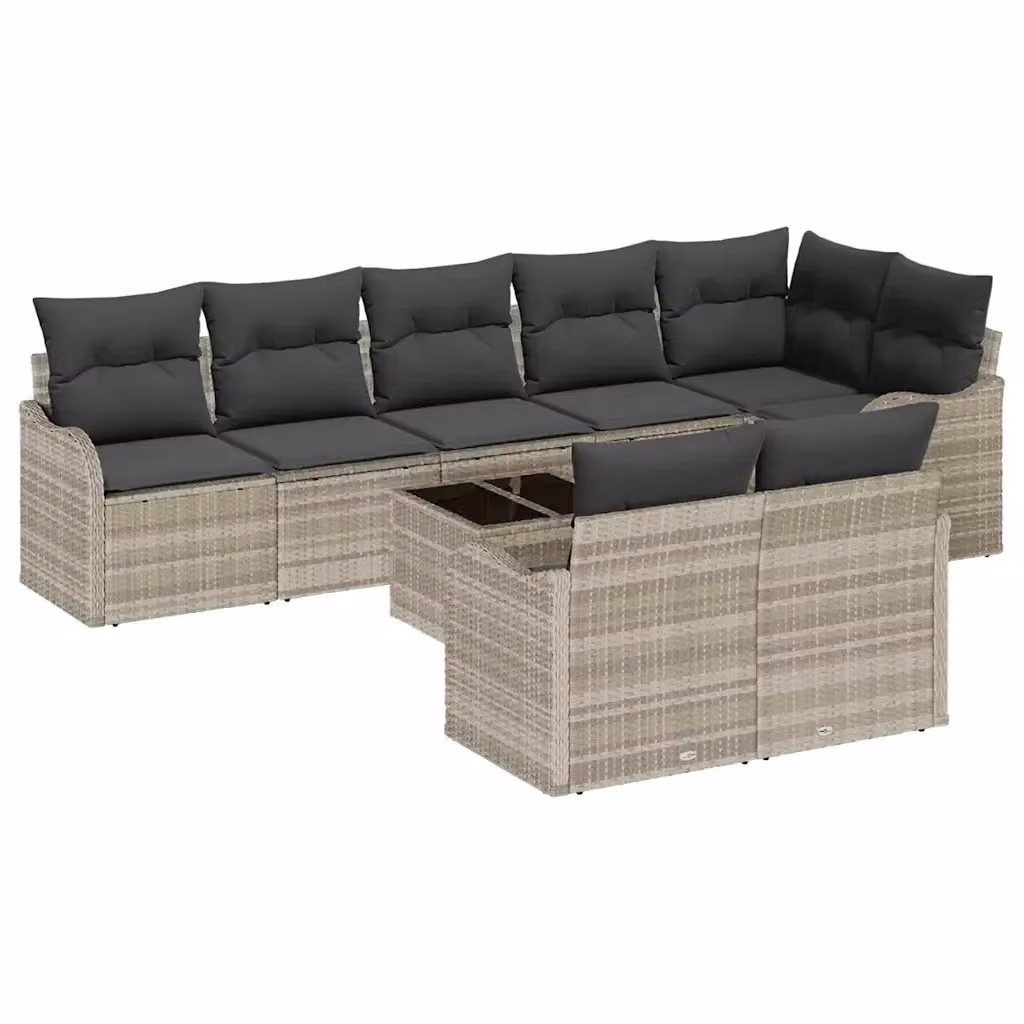 Set Divano da Giardino a L vidaXL 9 pz Grigio con Cuscini e Tavolino in Polyrattan e Metallo – 2
