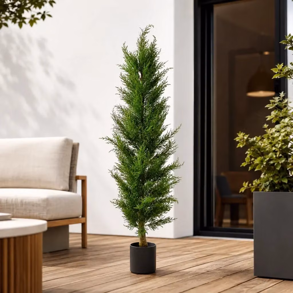 Pianta Artificiale Cipresso Verde SPAZIO.SHOPPING con Vaso, Altezza: 150 cm – 2