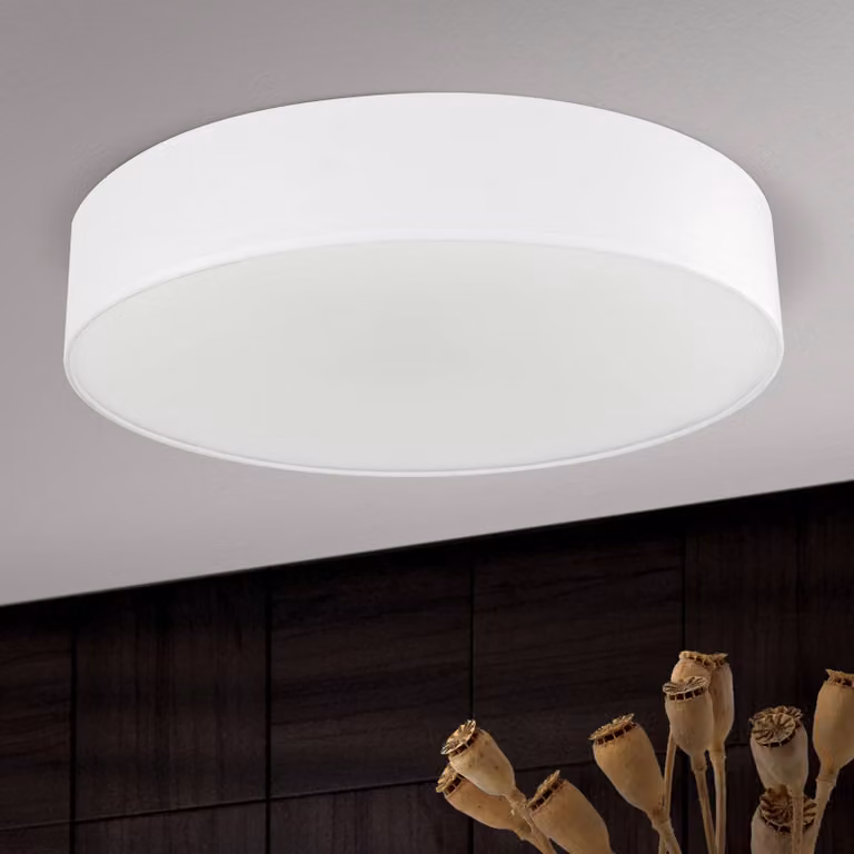 ORION Plafoniera soffitto Ufo, dimmerabile, Bianco / Opale, Soggiorno / Sala da pranzo, Tessuto / Stoffa / Seta, Moderno, Plafoniera