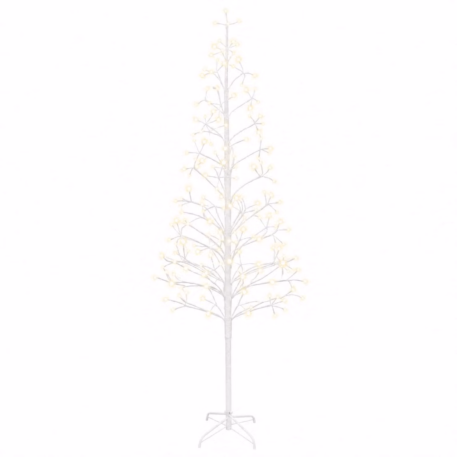 vidaXL Albero di Natale con luci LED Bianco 210 cm Acciaio 228 LED