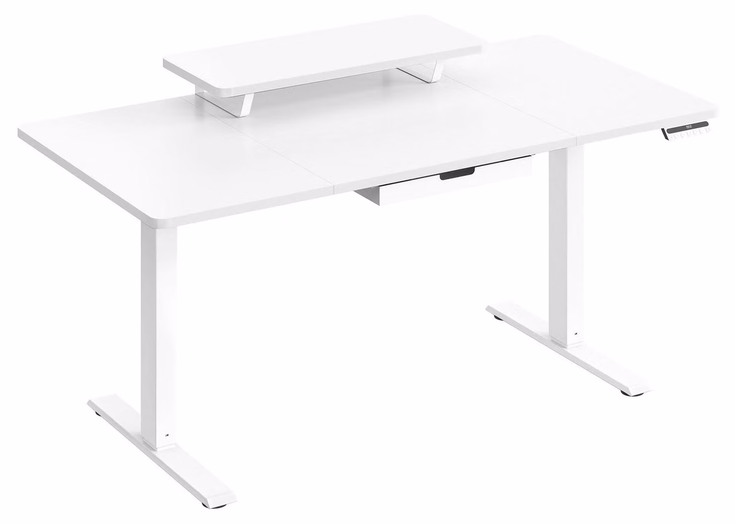 Scrivania regolabile in altezza con supporto per monitor | Bianco | 140x70x72-120 cm