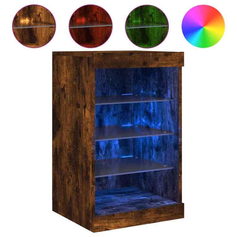 Credenza con Luci LED Rovere Fumo 41x37x67 cm