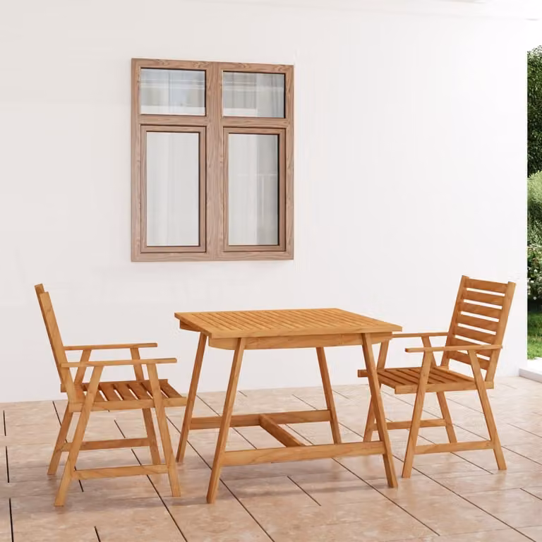 The Living Store Set da pranzo da giardino 3 pz. Set da pranzo da giardino in legno massiccio di acacia