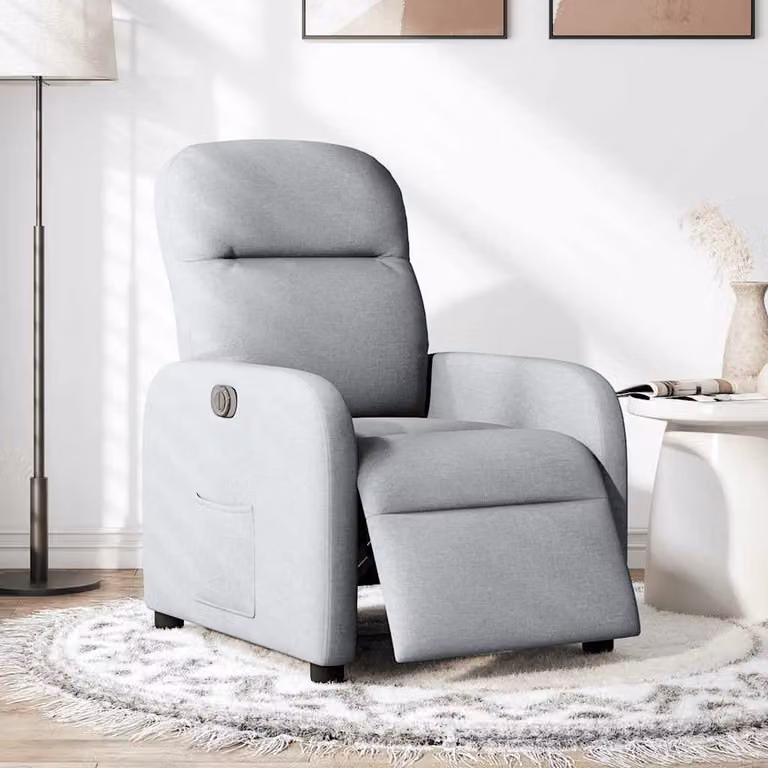 vidaXL Poltrona Elettrica Reclinabile Grigio Chiaro in Tessuto