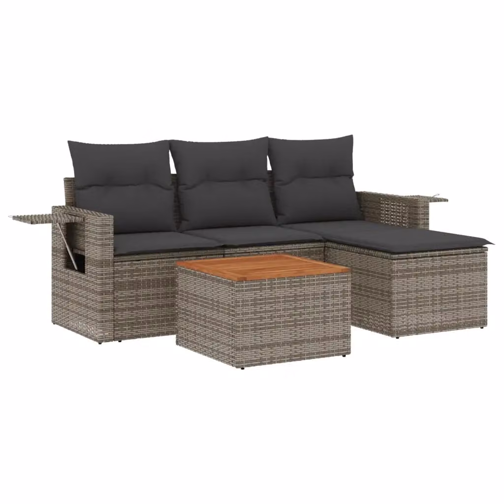 Set da giardino moderno vidaXL in polyrattan grigio composto da 5 pezzi con cuscini inclusi – 2
